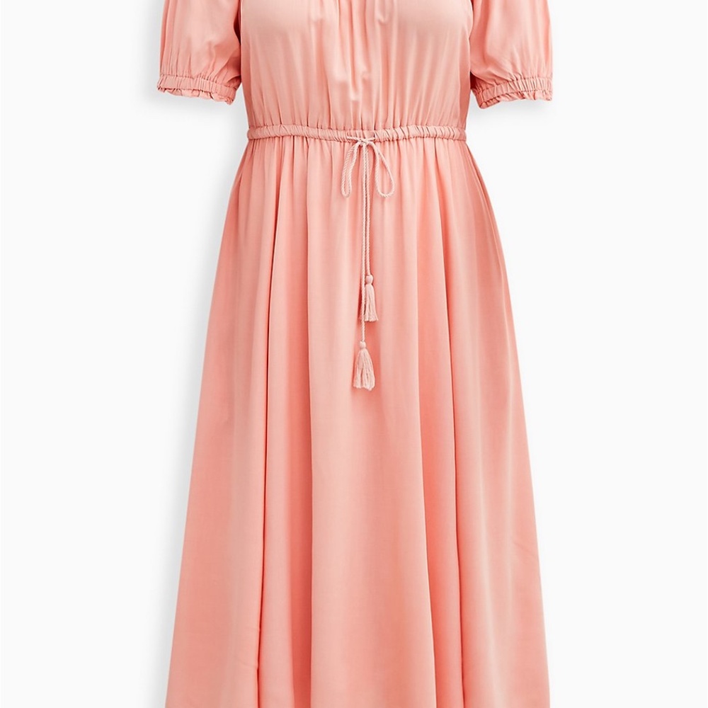 TORRID Peachy Pink Tie Waist Midi Dress - Picture 4 of 11